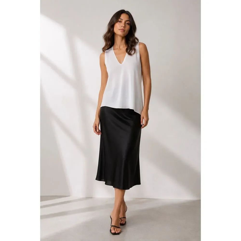Mango Suit White Sleeveless Knit Tunic Top European Collection Size XS